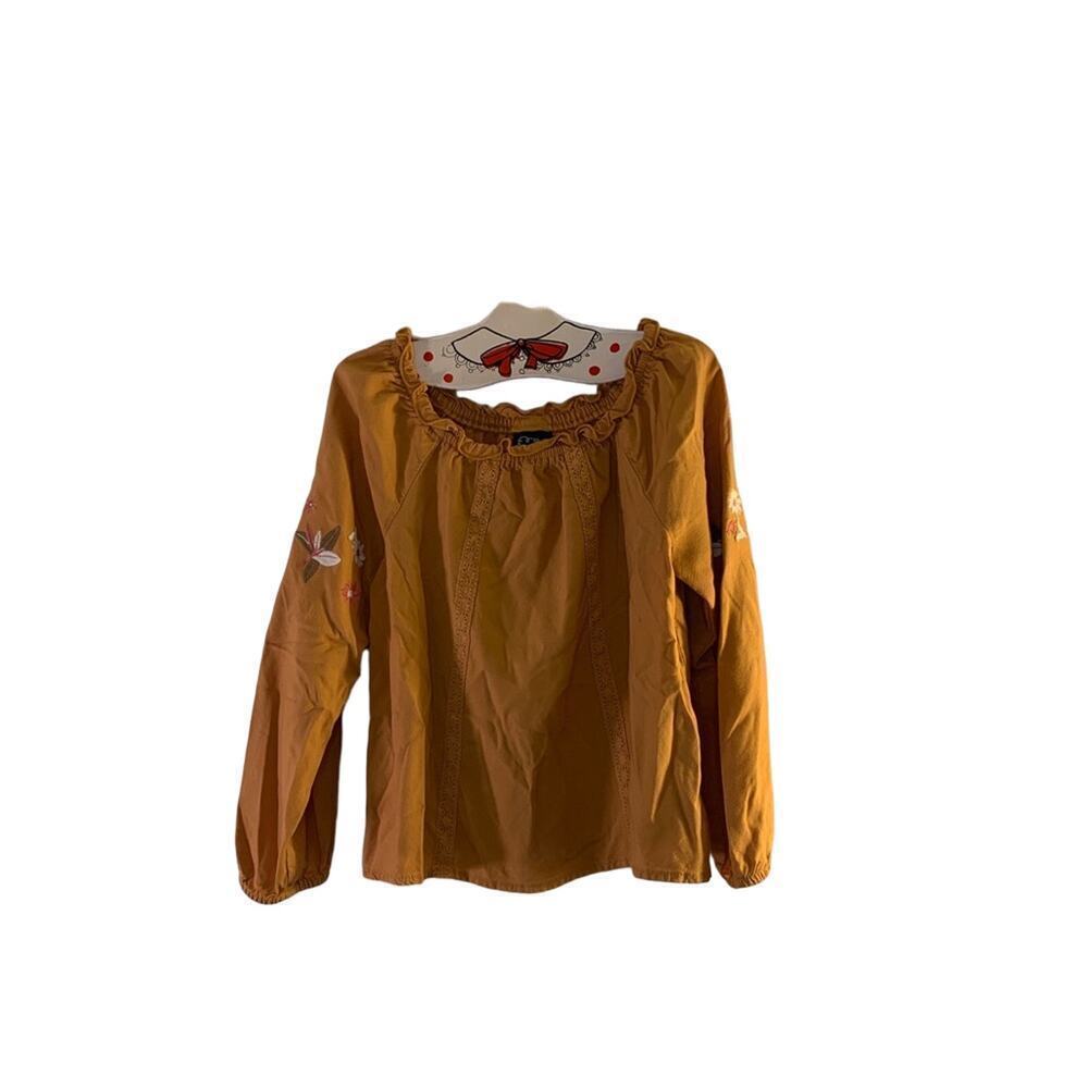ART CLASS Girl’s Floral Embroidered Sleeve Boho Top / Size: 5T